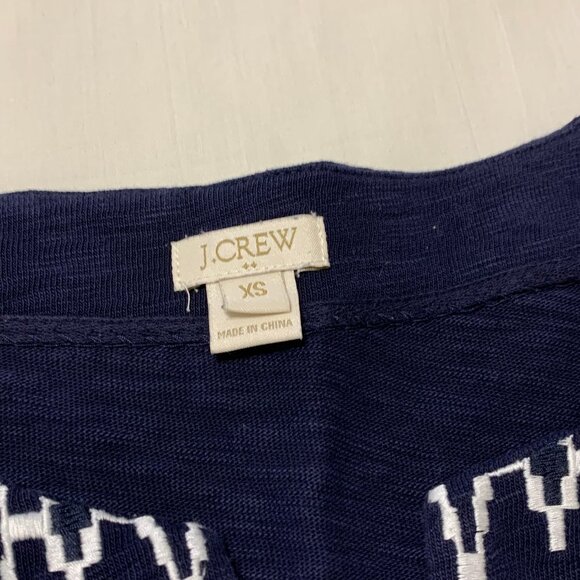 J.Crew Tunic Top. Short Sleeve. 100% Cotton. Blue. Embroidered. Women. Size XS - Picture 9 of 9